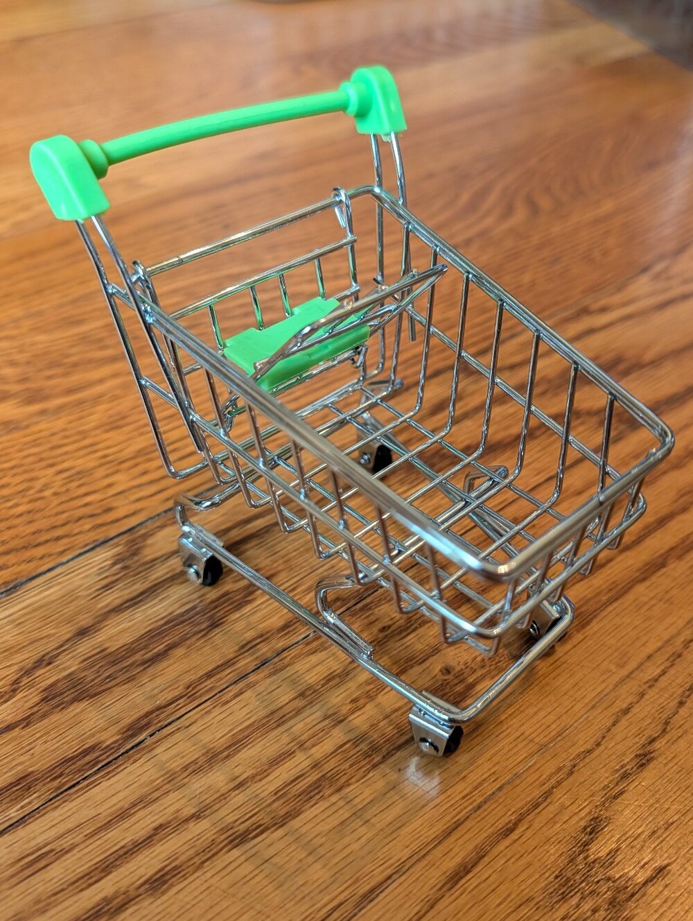 Mini Toy Shopping Cart - Green Handle